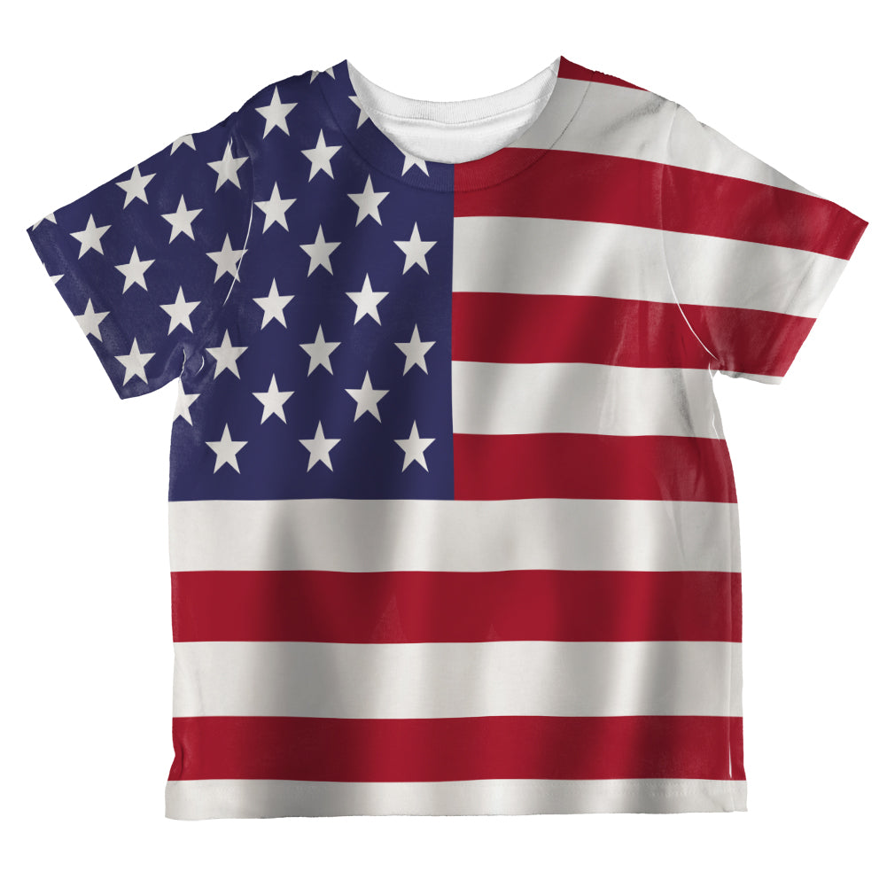 July 4th Waving American Flag All Over Toddler T Shirt Toddler T-Shirts 4th of July 2T Multicolor 