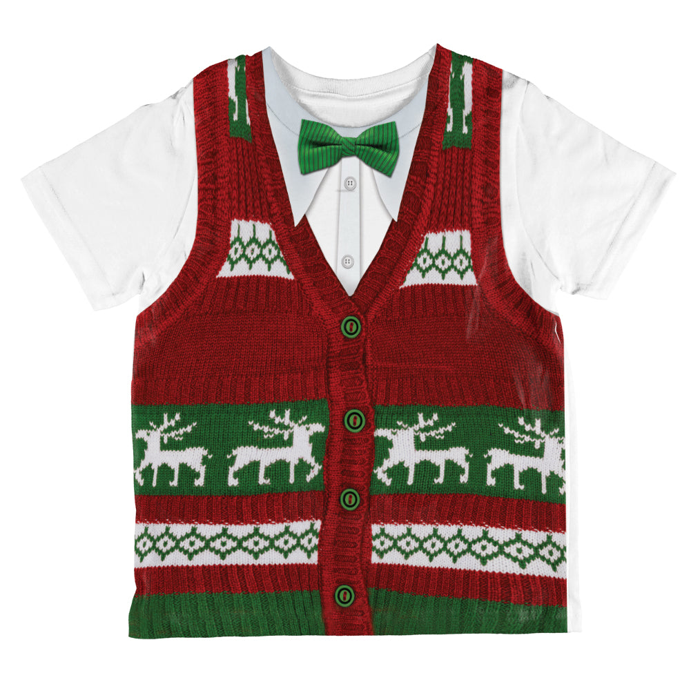 Christmas Holiday Sweater Vest All Over Toddler T Shirt Toddler T-Shirts Old Glory 2T Multicolored 