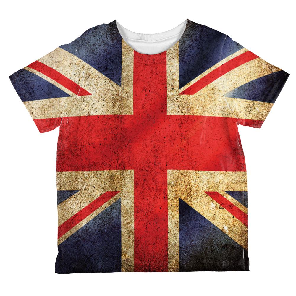 British Flag Union Jack Grunge Distressed All Over Toddler T Shirt Toddler T-Shirts Old Glory 2T Multi 