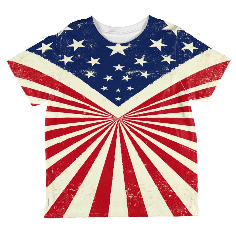 July 4th American Flag Starburst All Over Toddler T Shirt Toddler T-Shirts Old Glory 2T Multi 