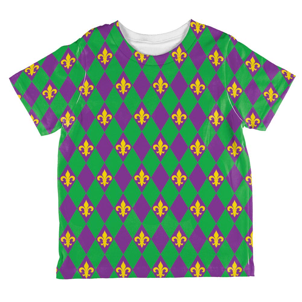 Mardi Gras Fleur De Lis All Over Toddler T Shirt Toddler T-Shirts Old Glory 2T Multi 