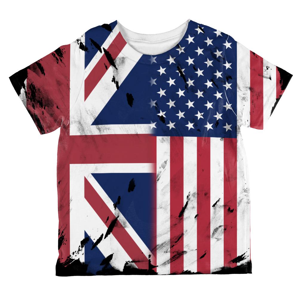 British UK American Flag All Over Toddler T Shirt Toddler T-Shirts Old Glory 2T Multi 