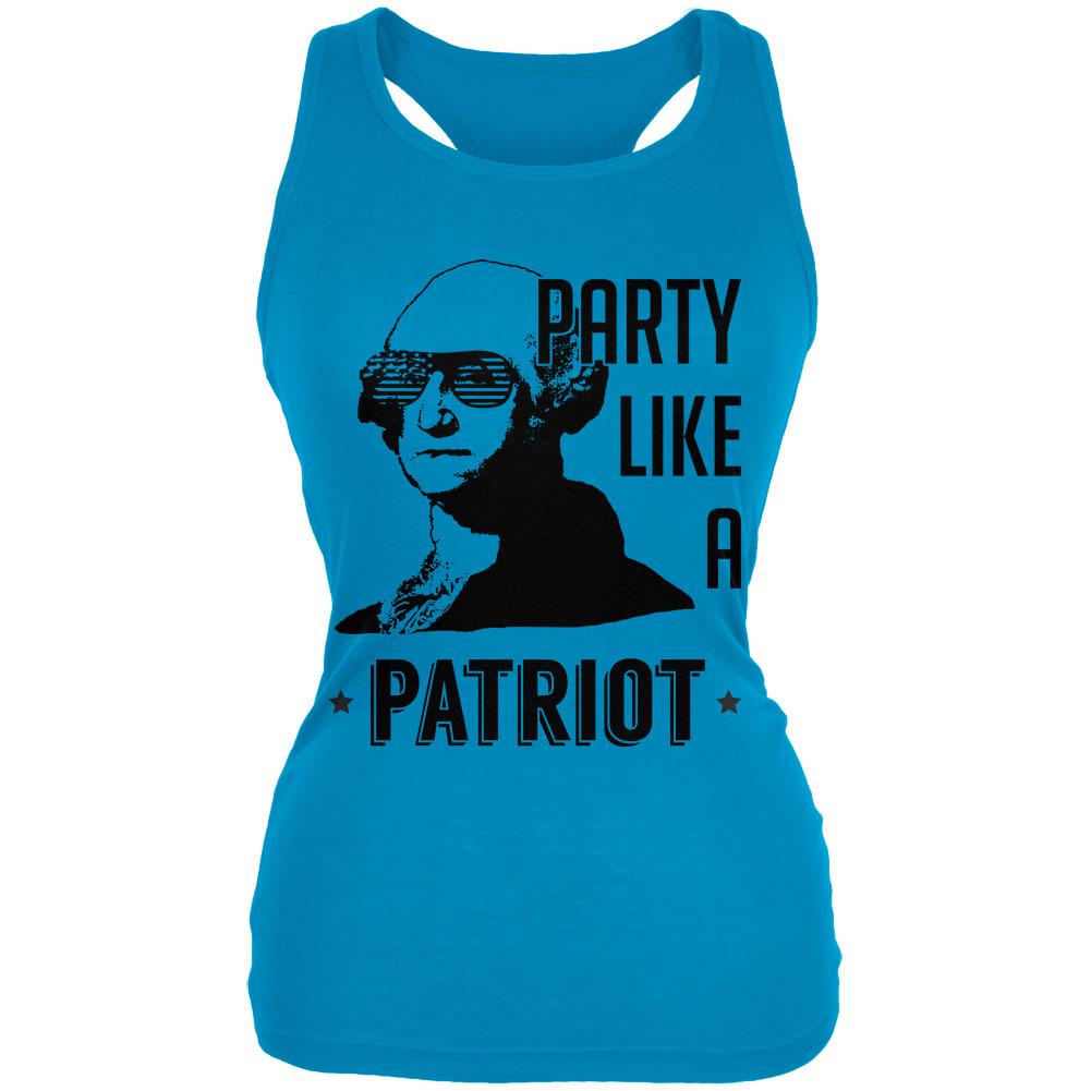 4th of July Party like a Patriot Juniors Soft Tank Top Juniors Tank Tops Old Glory 2XL Turquoise 