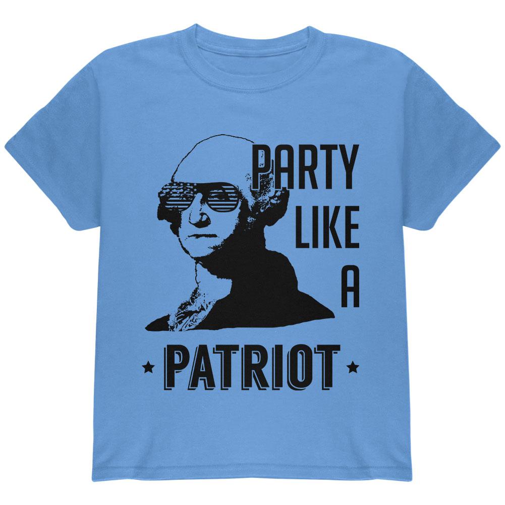 4th of July Party like a Patriot Youth T Shirt Youth T-Shirts Old Glory LG Carolina Blue 