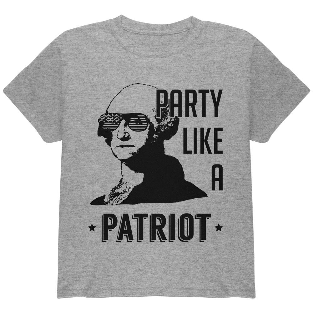 4th of July Party like a Patriot Youth T Shirt Youth T-Shirts Old Glory LG Heather 