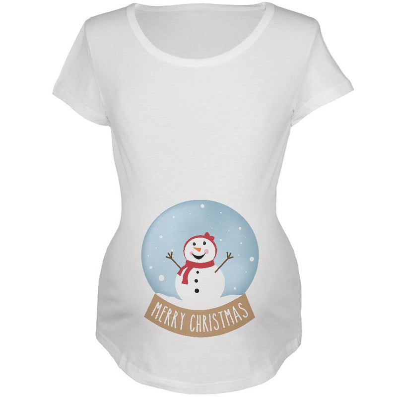 Merry Christmas Snow Globe Snowwoman Maternity Soft T Shirt Maternity T-Shirts Old Glory 2XL White 