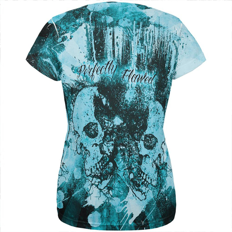 Perfectly Flawed Blue Dreaming Skulls All Over Womens T Shirt Women's T-Shirts Old Glory   