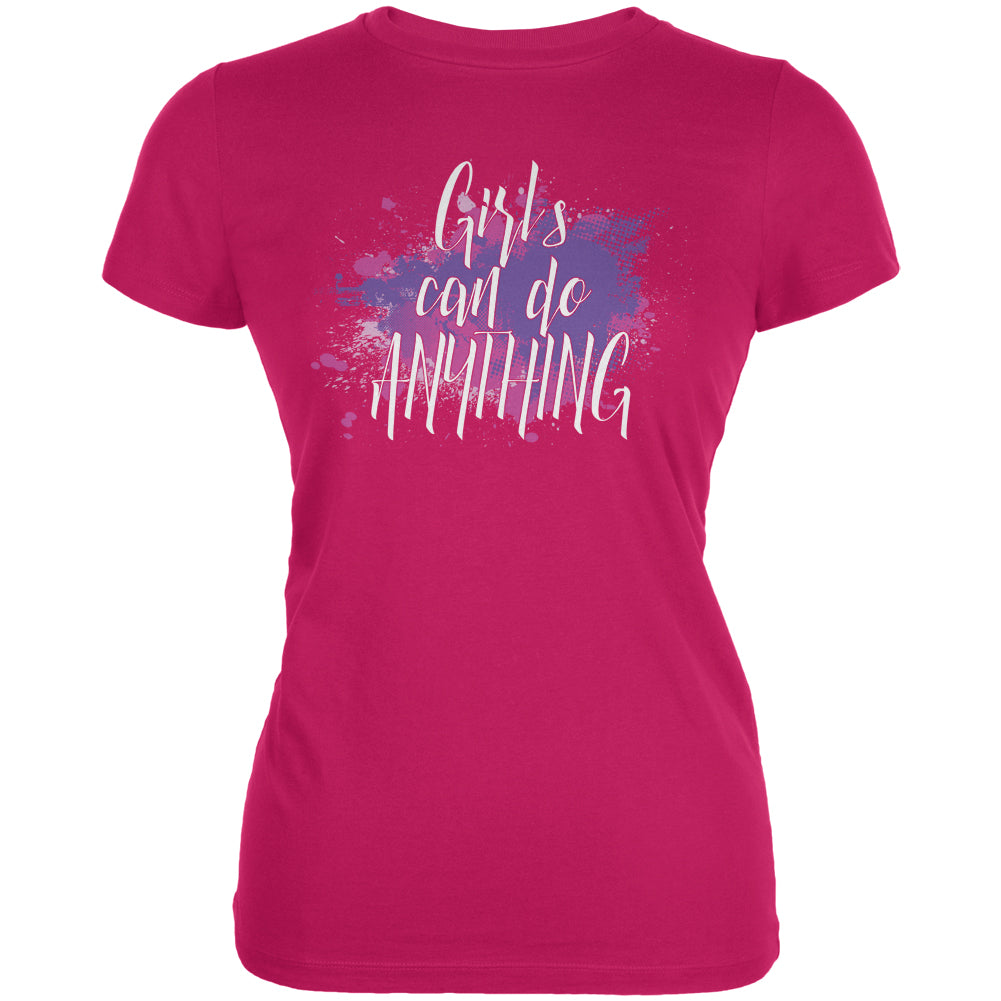 Girls Can Do Anything Girl Power Juniors Soft T Shirt Juniors T-Shirts Old Glory LG Bright Berry 