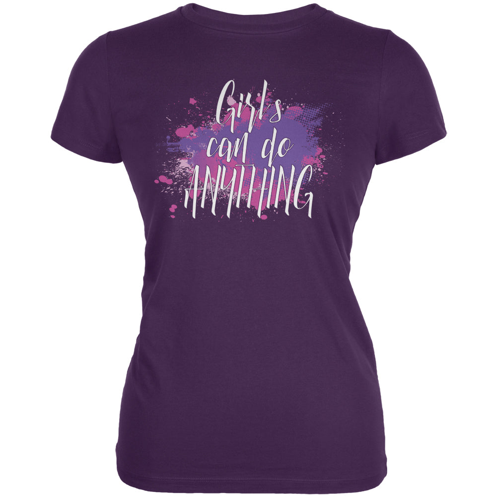 Girls Can Do Anything Girl Power Juniors Soft T Shirt Juniors T-Shirts Old Glory 2XL Purple 