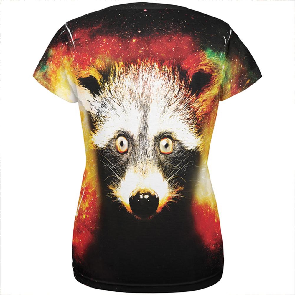 Galaxy Trash Panda Raccoon All Over Womens T Shirt Women's T-Shirts Old Glory   