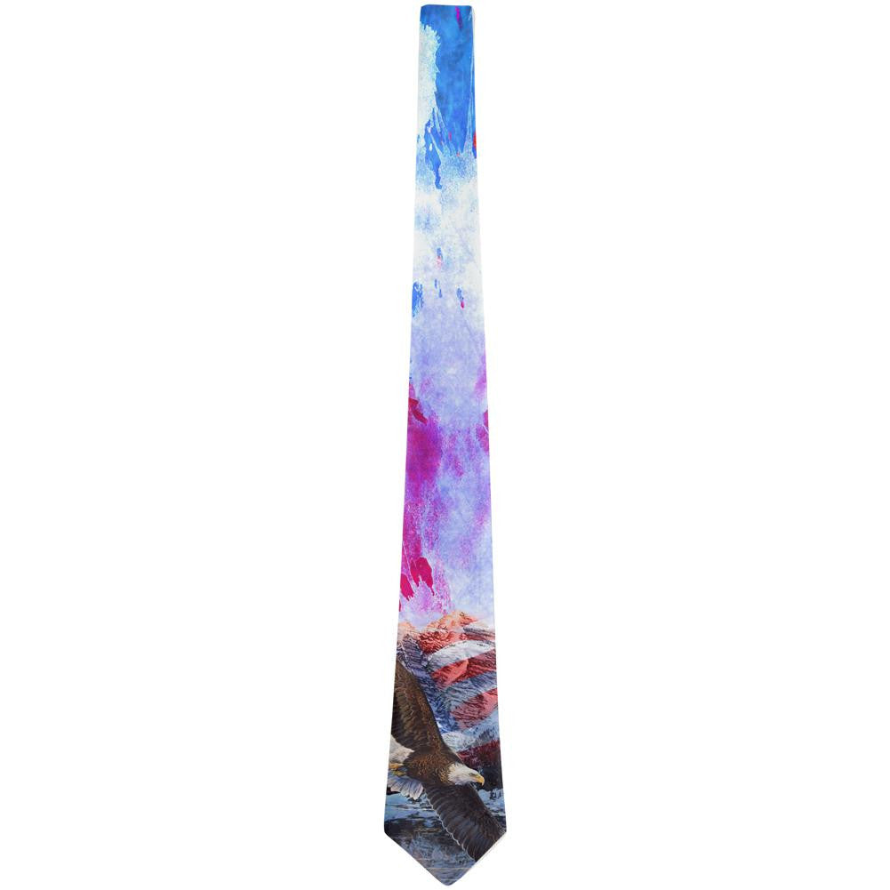 4th of July American Flag Bald Eagle Splatter All Over Neck Tie Ties Old Glory   