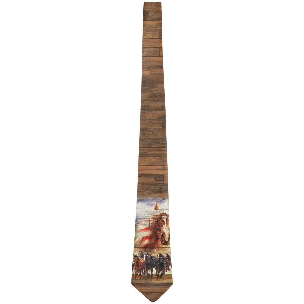 4th of July American Flag Wild Horse Mustang Patriot All Over Neck Tie Ties Old Glory   