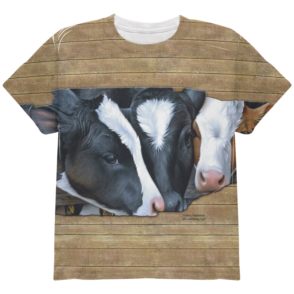 Queens of the Dairy Farm Cows All Over Youth T Shirt Youth T-Shirts Old Glory YLG Multicolored 