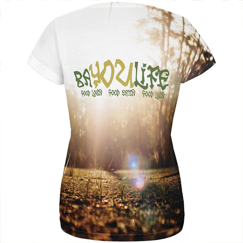 Bayou Life Swamp Sunrise Cajun Louisiana All Over Womens T Shirt Women's T-Shirts Old Glory   