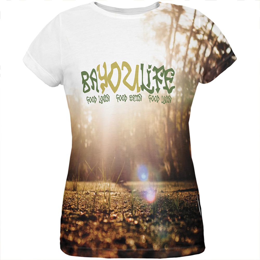 Bayou Life Swamp Sunrise Cajun Louisiana All Over Womens T Shirt Women's T-Shirts Old Glory 2XL Multi 