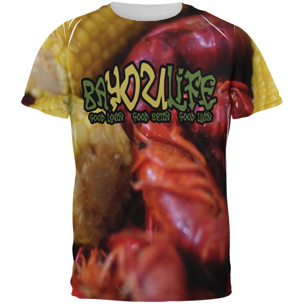 Bayou Life Crawfish Boil Cajun Louisiana All Over Mens T Shirt Men's T-Shirts Old Glory 2XL Multi 