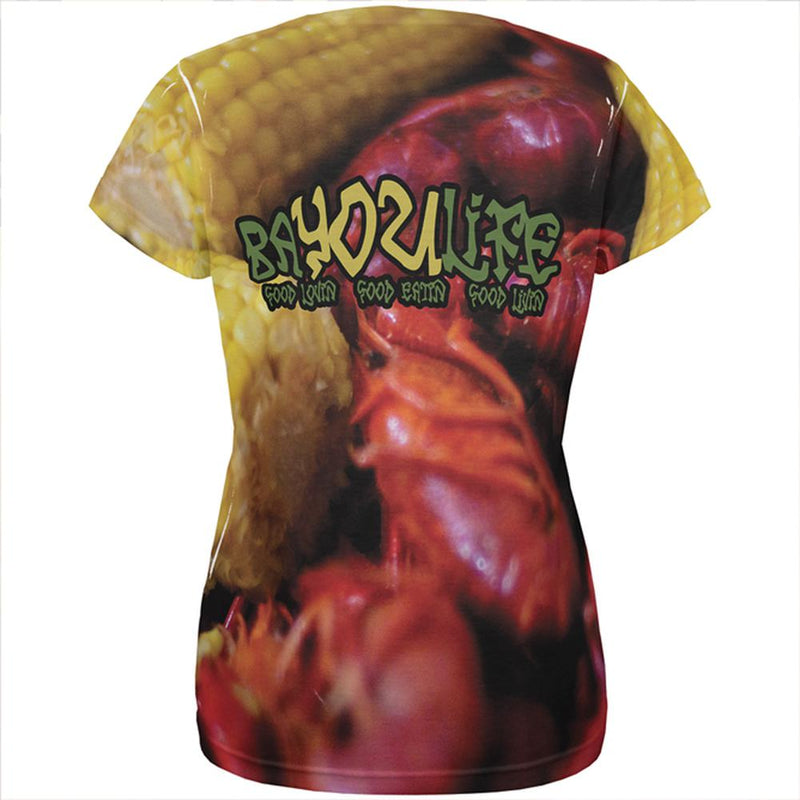 Bayou Life Crawfish Boil Cajun Louisiana All Over Womens T Shirt Women's T-Shirts Old Glory   