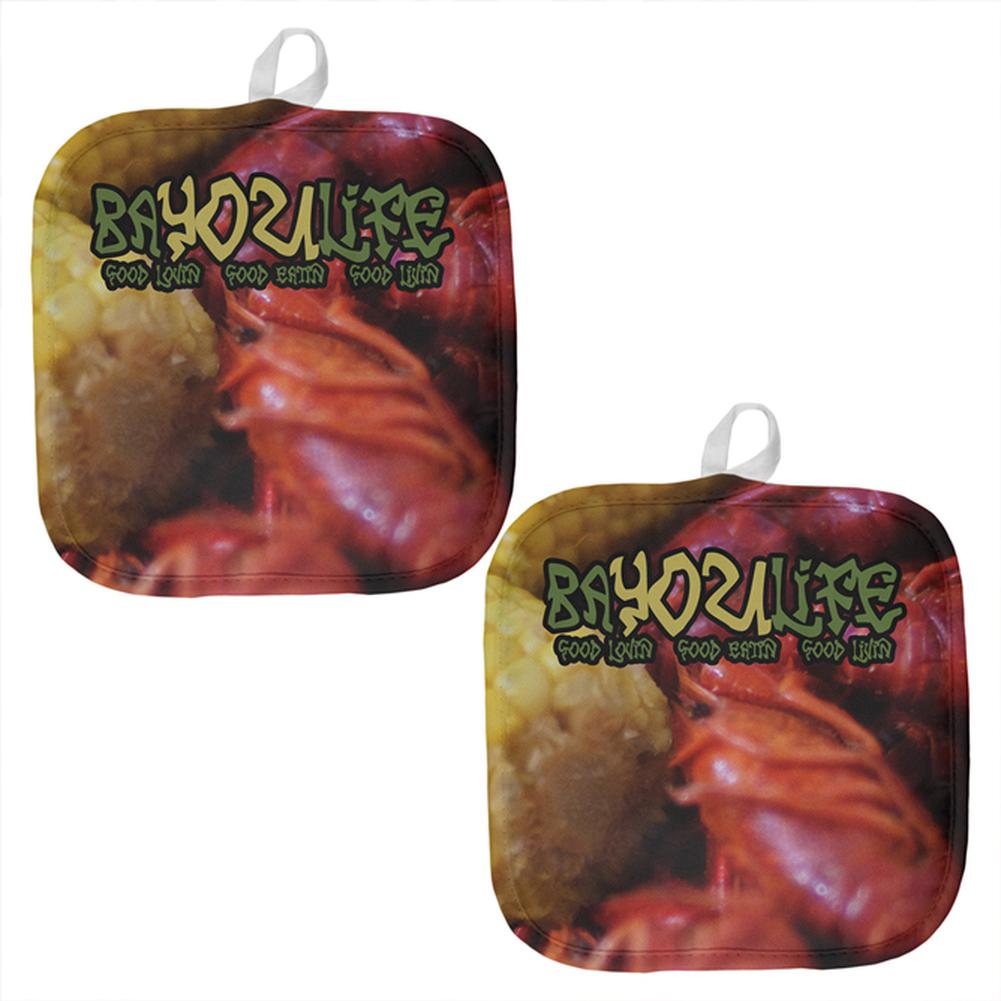 Bayou Life Crawfish Boil Cajun Louisiana All Over Pot Holder (Set of 2) Pot Holders Old Glory OS Multi 