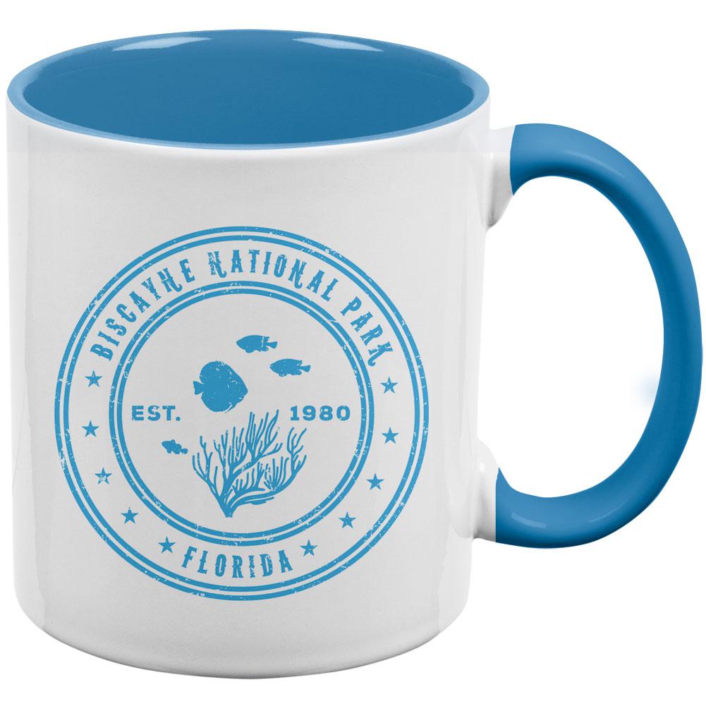 Biscayne National Park Vintage Aqua Handle Coffee Mug Coffee Mugs Old Glory OS White/Light Blue 