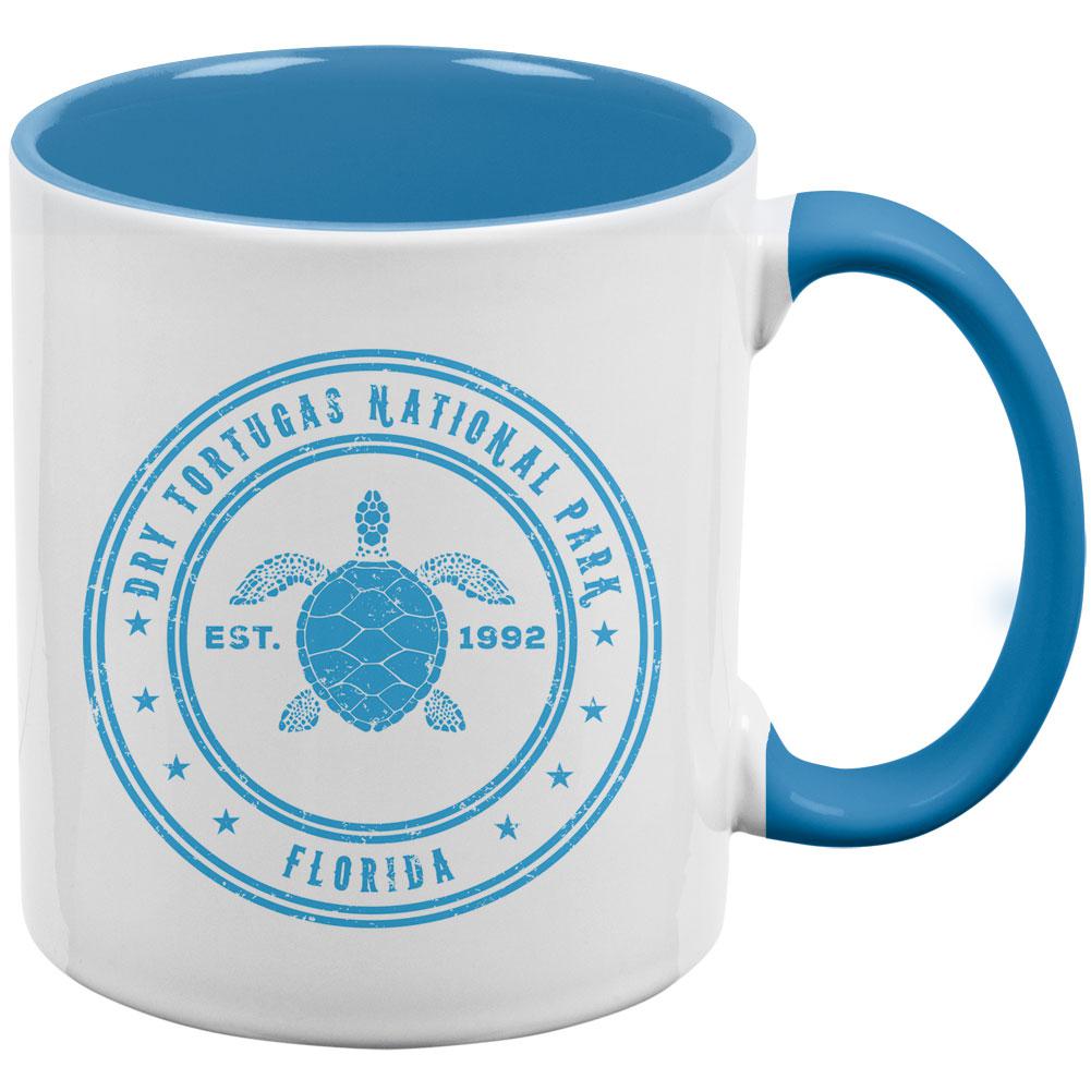 Dry Tortugas National Park Vintage Aqua Handle Coffee Mug Coffee Mugs Old Glory OS White/Light Blue 