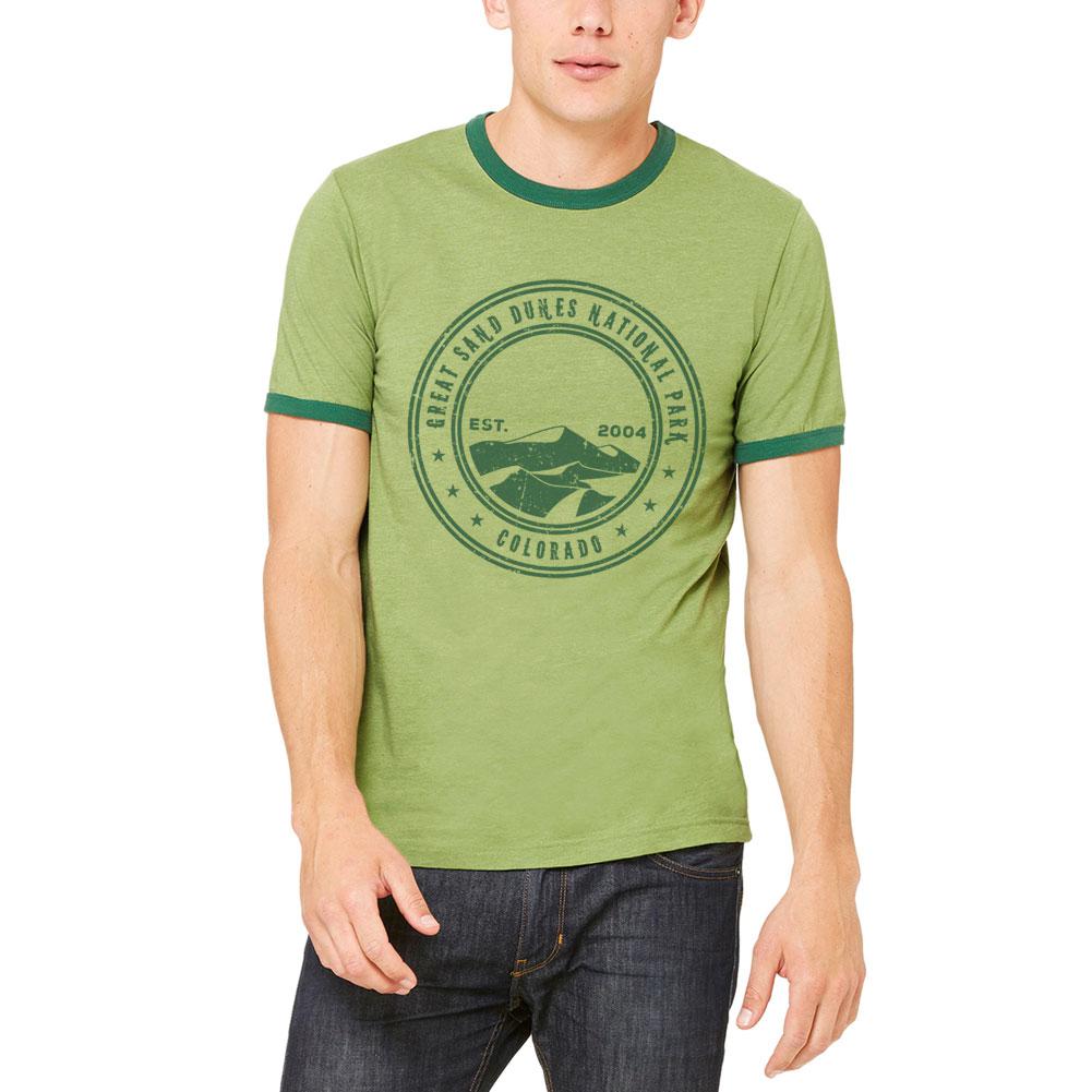 Great Sand Dunes National Park Vintage Mens Ringer T Shirt Men's T-Shirts Old Glory 2XL Heather Green-Forest 