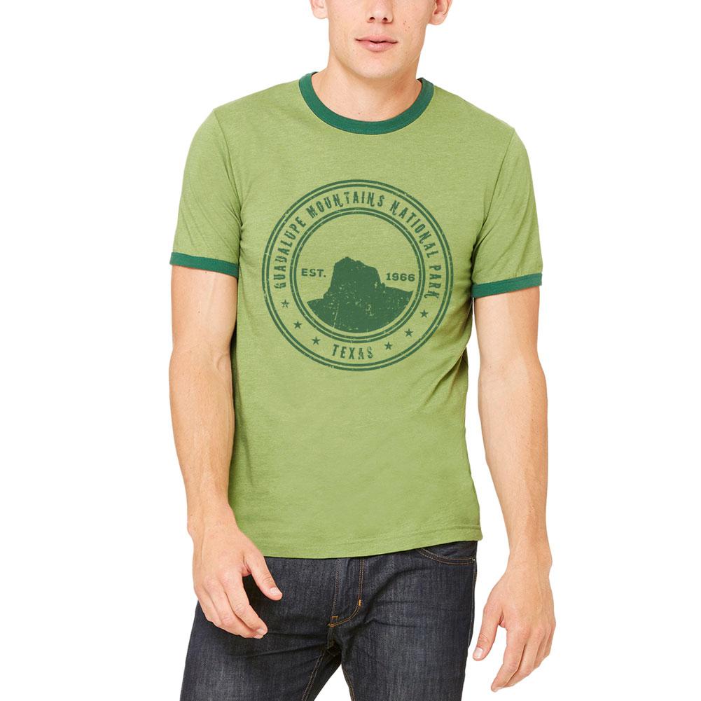 Guadalupe Mountains National Park Vintage Mens Ringer T Shirt Men's T-Shirts Old Glory 2XL Heather Green-Forest 