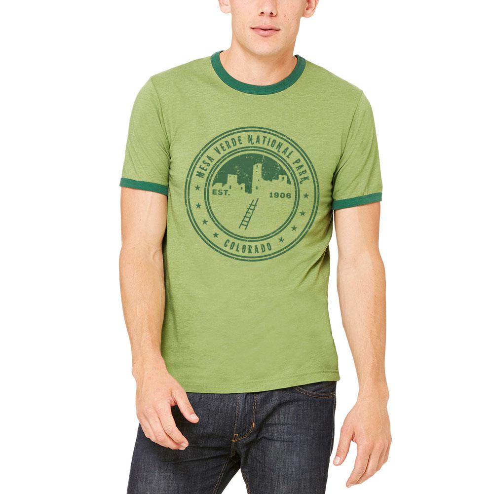 Mesa Verde National Park Vintage Mens Ringer T Shirt Men's T-Shirts Old Glory 2XL Heather Green-Forest 