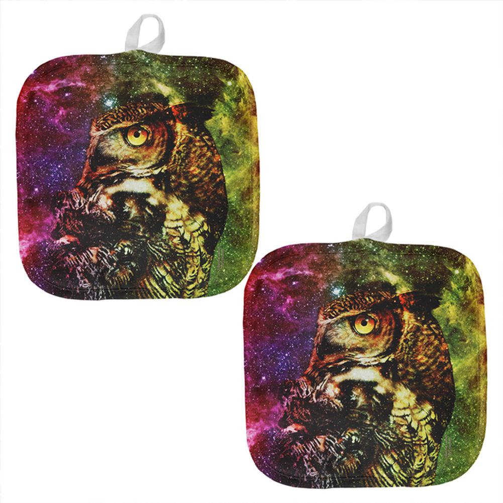 Zen Galaxy Owl Of Wisdom All Over Pot Holder (Set of 2) Pot Holders Old Glory OS Multi 