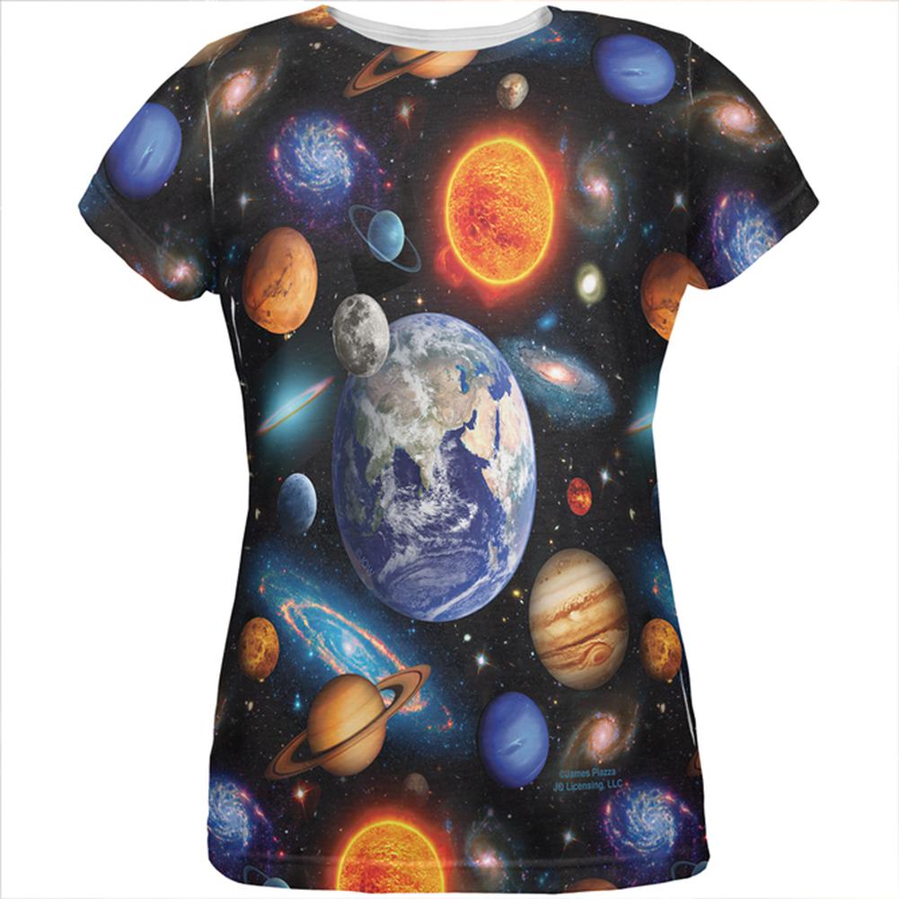 Galaxy Solar System All Over Womens T Shirt Women's T-Shirts Old Glory 2XL Multi 