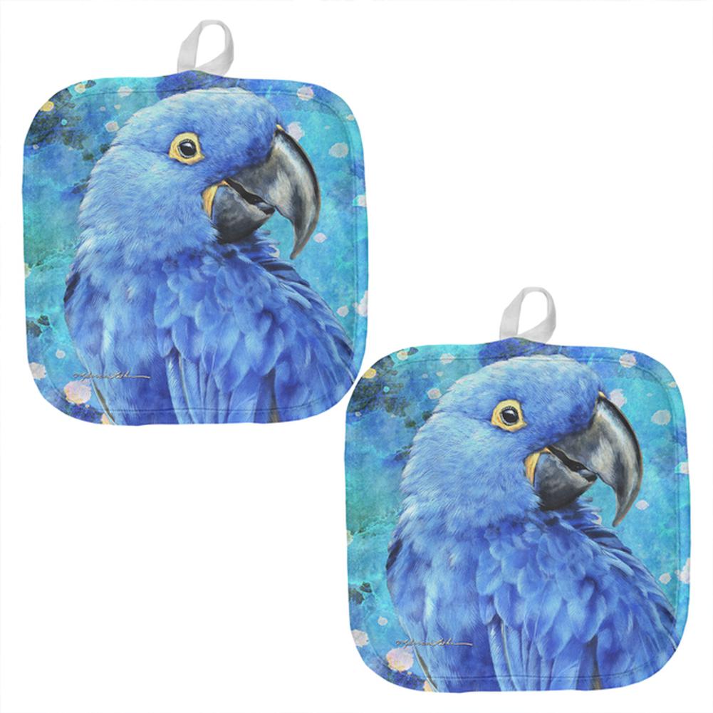 Blue Hyacinth Macaw Splatter All Over Pot Holder (Set of 2) Pot Holders Old Glory OS Multi 