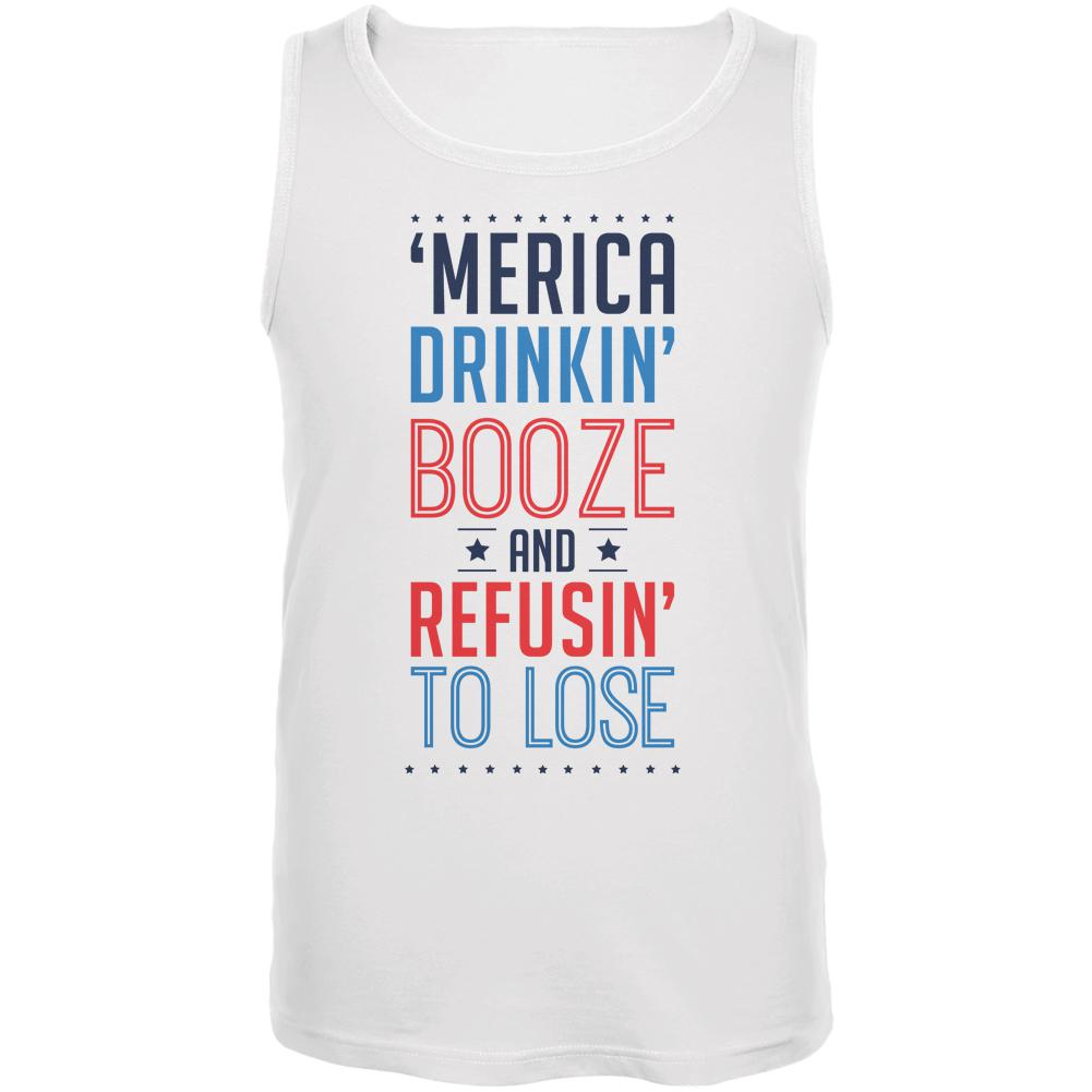 4th of July 'Merica Drinkin Booze Mens Tank Top Men's Tank Tops Old Glory SM White 