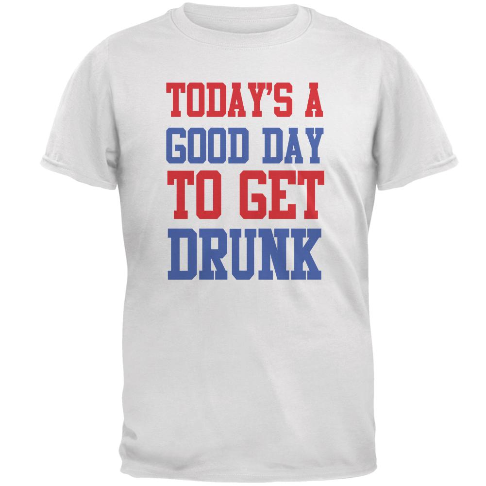 July 4th Good Day To Get Drunk Mens T Shirt Men's T-Shirts Old Glory 2XL White 