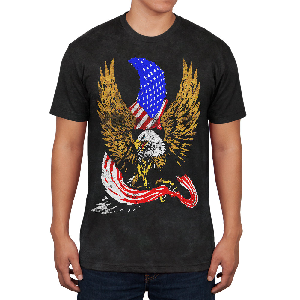 July 4th Screaming Bald Eagle of Freedom Mens Soft T Shirt Men's T-Shirts 4th of July SM Black 