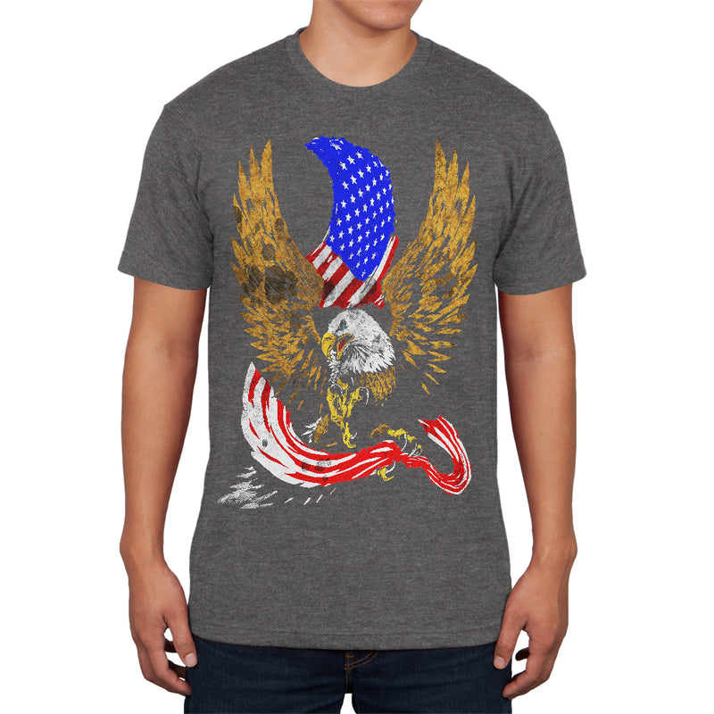 July 4th Screaming Bald Eagle of Freedom Mens Soft T Shirt Men's T-Shirts 4th of July 2XL Charcoal 