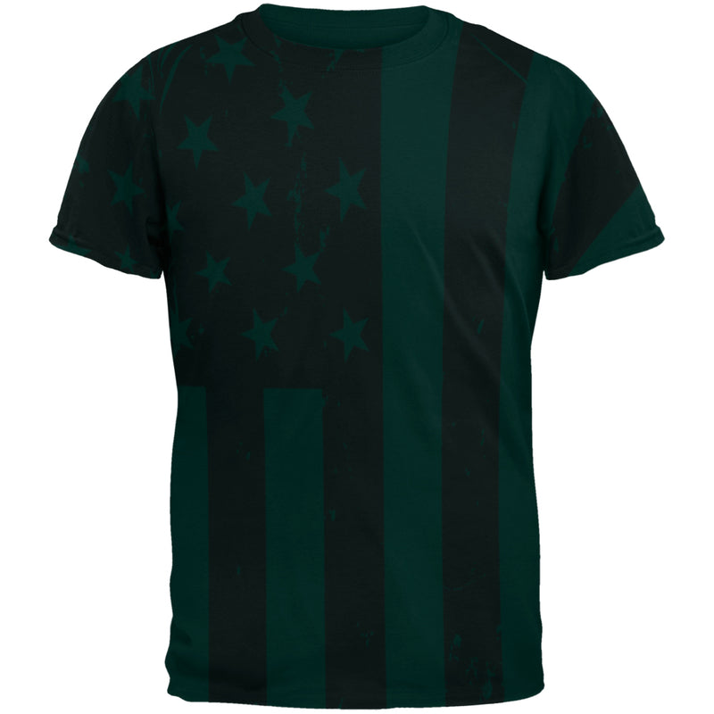 July 4th Black And White American Flag Mens T Shirt Men's T-Shirts Old Glory 2XL Forest Green 