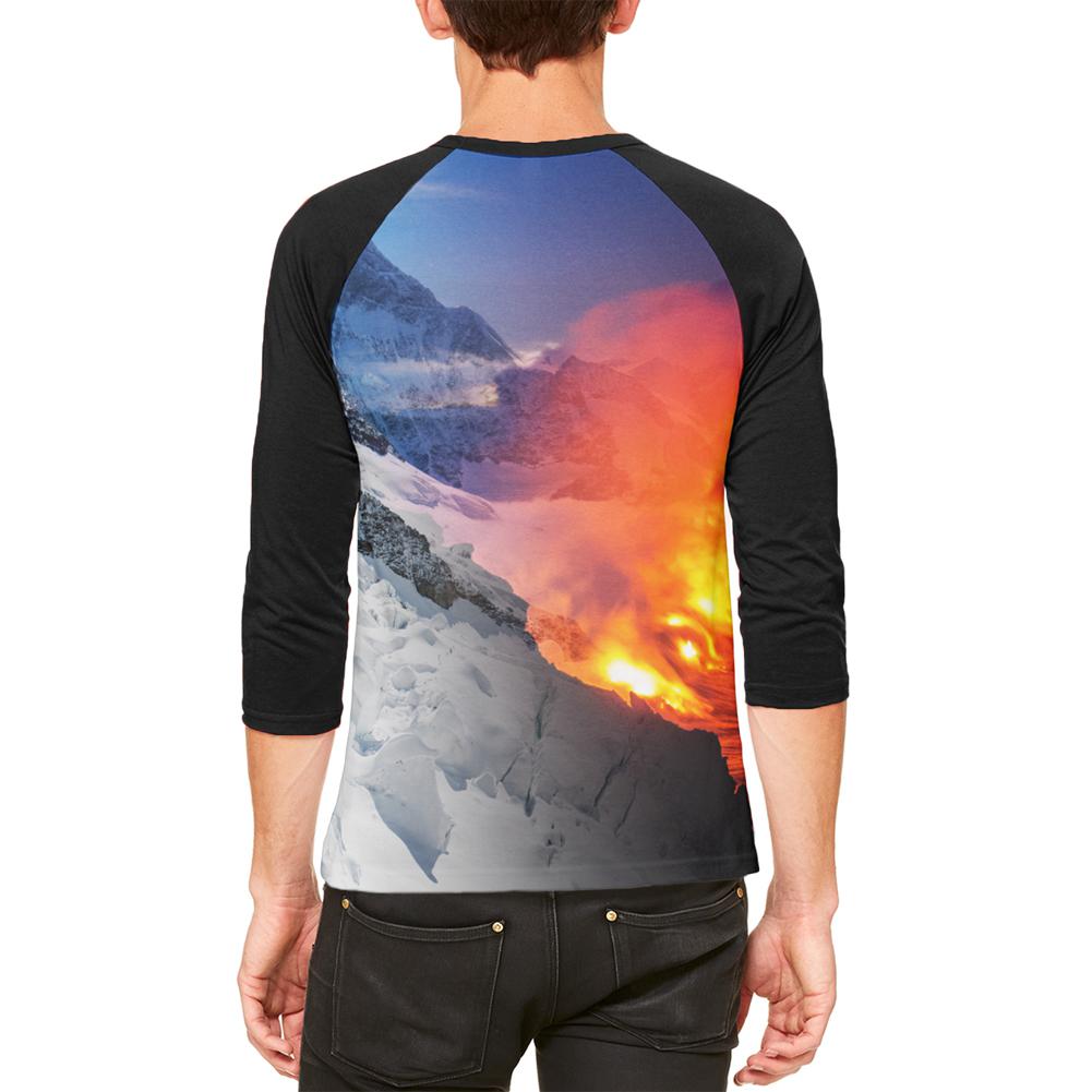 Extreme Nature Adventures Fire And Ice Mens Raglan T Shirt Men's T-Shirts Old Glory   