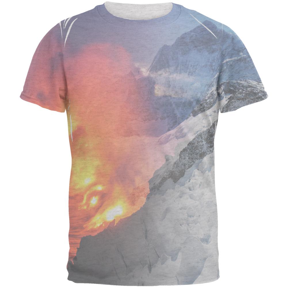 Extreme Nature Adventures Fire And Ice Mens T Shirt Men's T-Shirts Old Glory 2XL Heather White 