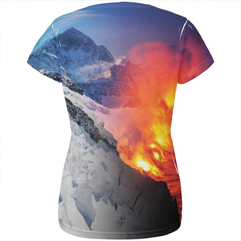 Extreme Nature Adventures Fire And Ice All Over Womens T Shirt Women's T-Shirts Old Glory   