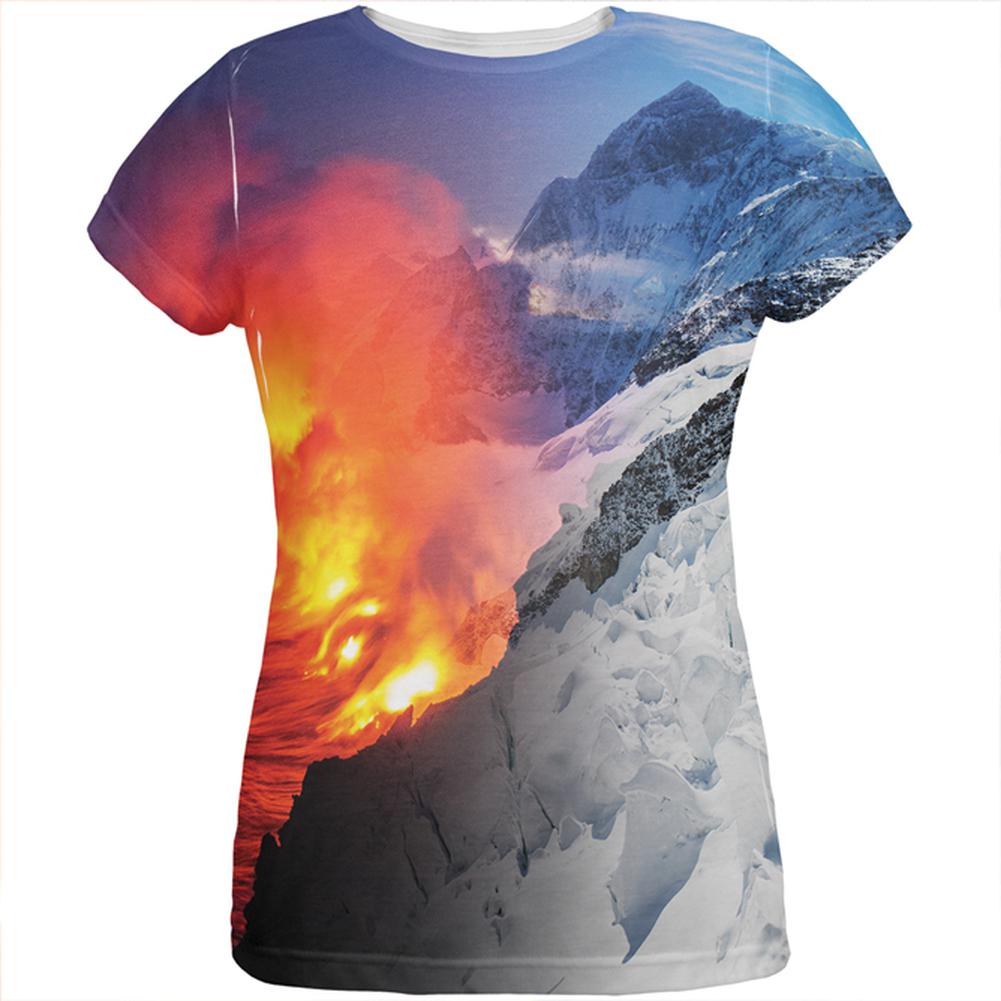 Extreme Nature Adventures Fire And Ice All Over Womens T Shirt Women's T-Shirts Old Glory 2XL Multi 