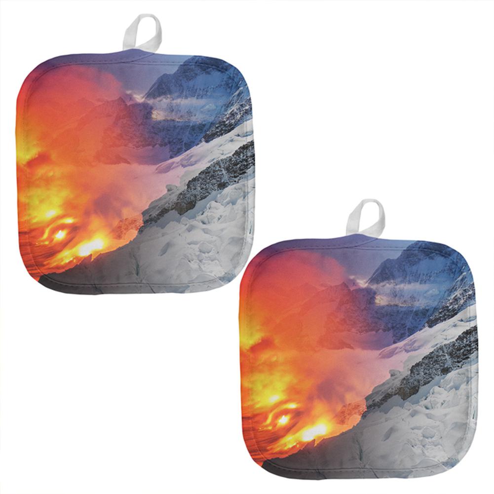 Extreme Nature Adventures Fire And Ice All Over Pot Holder (Set of 2) Pot Holders Old Glory OS Multi 