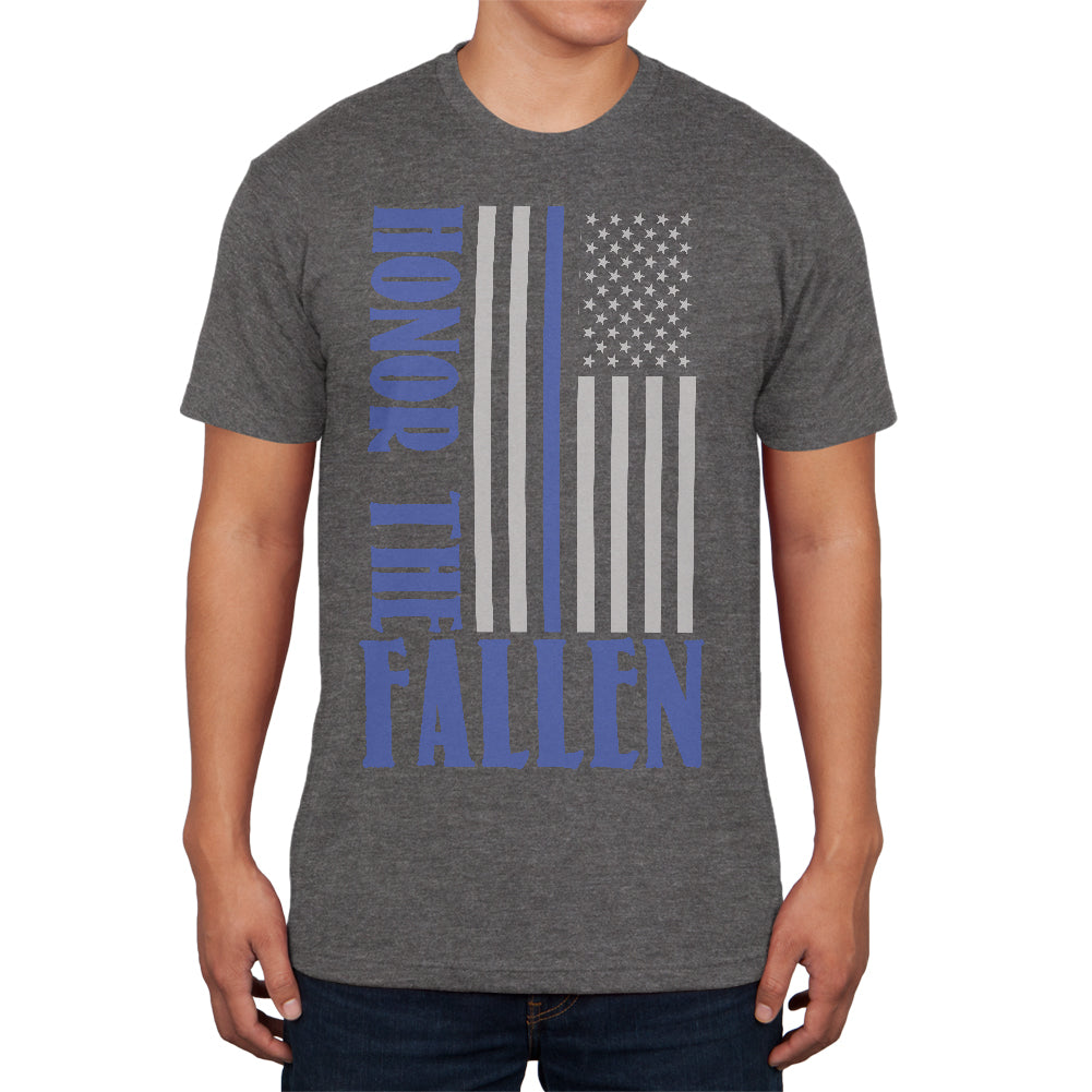 Honor The Fallen Thin Blue Line Mens Soft T Shirt Men's T-Shirts Old Glory 2XL Charcoal Heather 