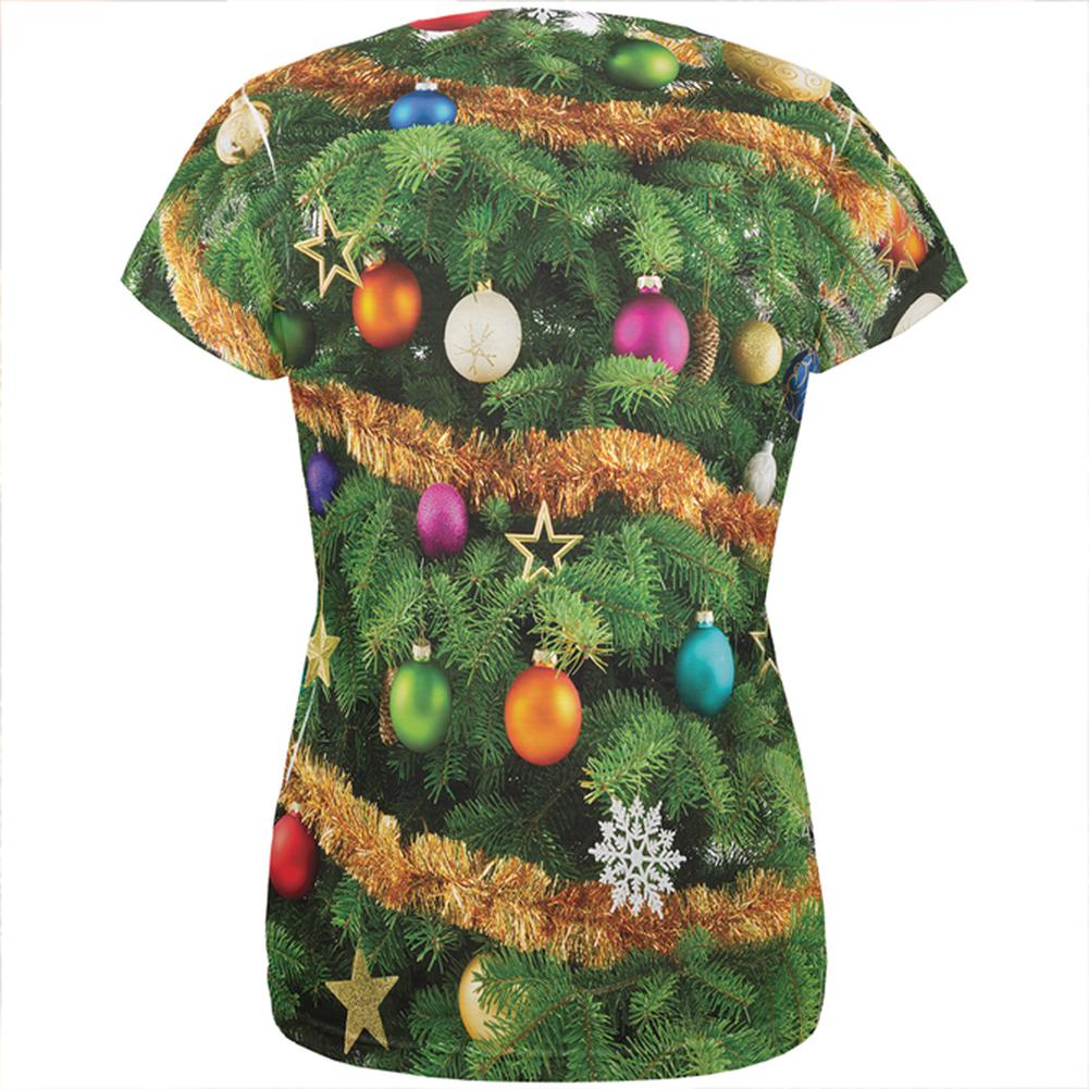 Christmas Tree Costume All Over Womens T Shirt Women's T-Shirts Old Glory   