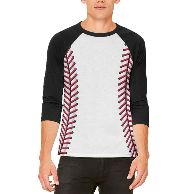 Baseball Costume Mens Raglan T Shirt Men's T-Shirts global LG White-Black 