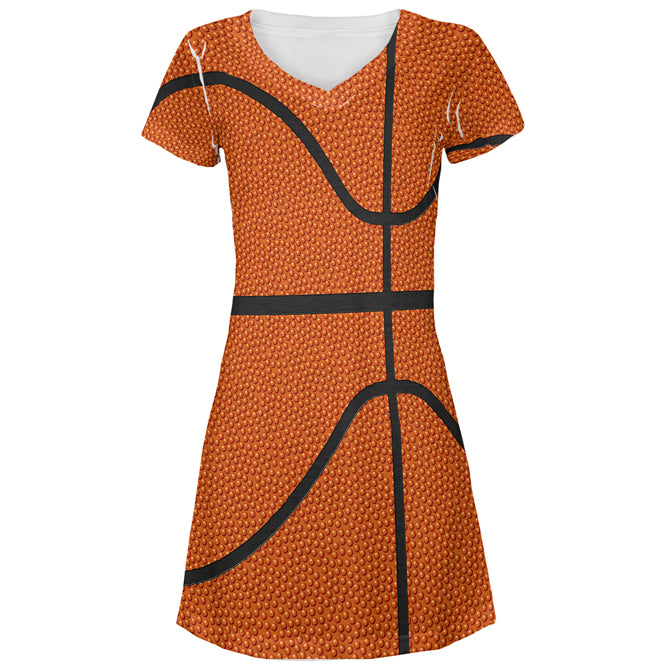 Basketball Costume All Over Juniors Beach Cover-Up Dress Junior's Dresses global LG Multi 