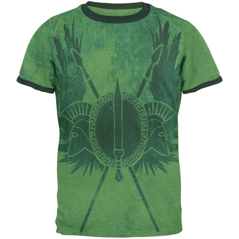 Greek Warrior Princess Mens Ringer T Shirt Men's T-Shirts Old Glory 2XL Heather Green-Forest 