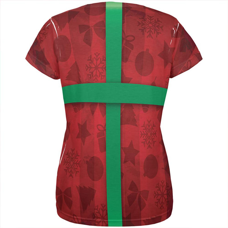 Red Christmas Present Costume All Over Womens T Shirt Women's T-Shirts Old Glory   