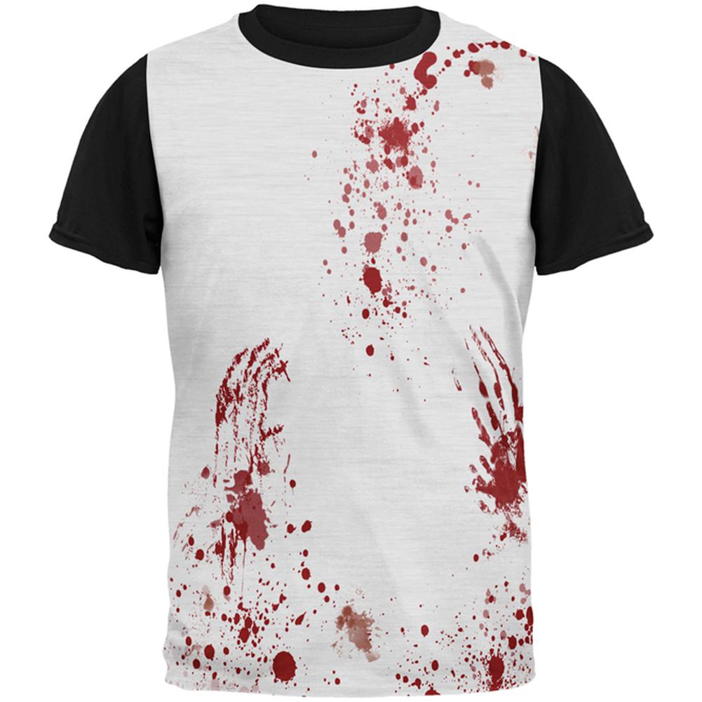 Halloween Blood Splatter All Over Mens Black Back T Shirt Men's T-Shirts Old Glory MD Multi 