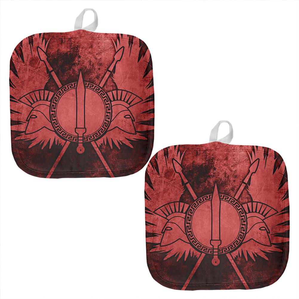 Spartan Greek Warrior Gladiator All Over Pot Holder (Set of 2) Pot Holders Old Glory OS Multi 