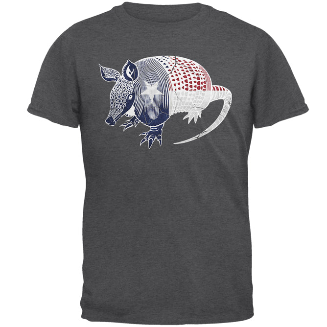 Armadillo Texas State Flag Distressed Silhouette Mens T Shirt Men's T-Shirts Old Glory 4XL Dark Heather 