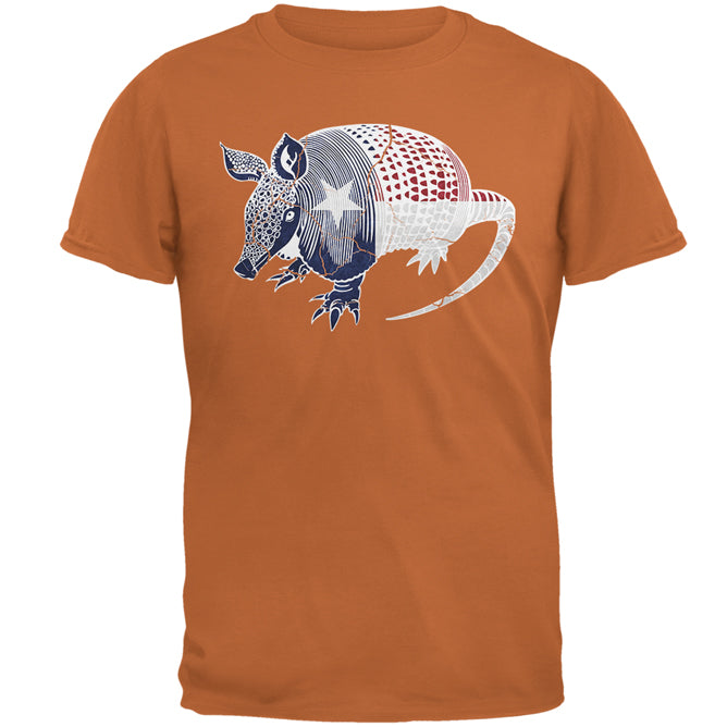 Armadillo Texas State Flag Distressed Silhouette Mens T Shirt Men's T-Shirts Old Glory XL Orange 